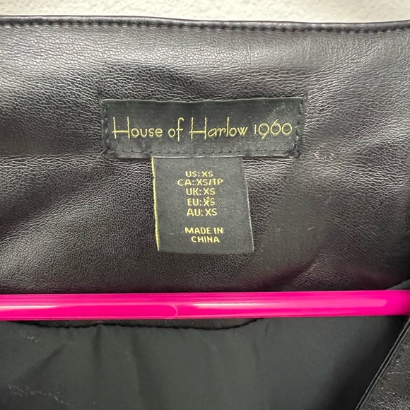 House Of Harlow 1960 Black Faux Leather Button Up Dress Size XS - Picture 3 of 5